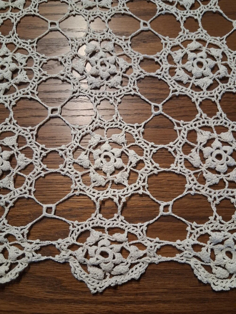 Vintage hand-crocheted tablecloth‎ or bed coverlet